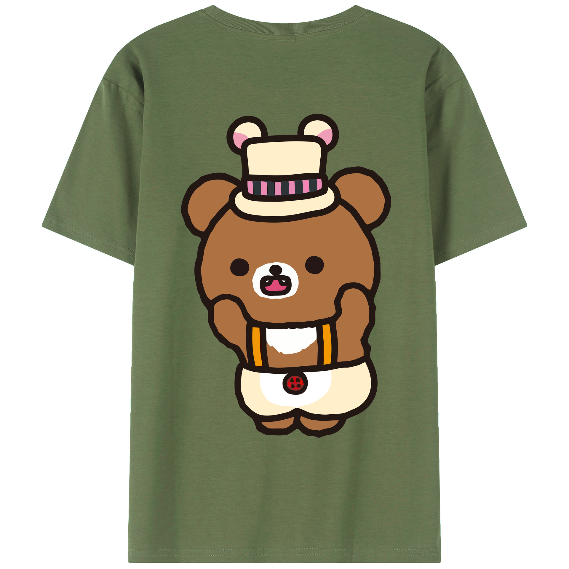 （画像用） リラックマ リラックマ キイロイトリ Rilakkuma Korilakkuma Kiiroitori 綿100％ メンズ半袖Tシャツ（バックプリント） 通気性